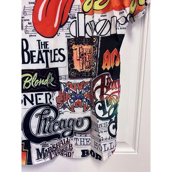 Classic Rock Band Collage Shirt - Button Up-short Sleeve - Picture 9 of 13